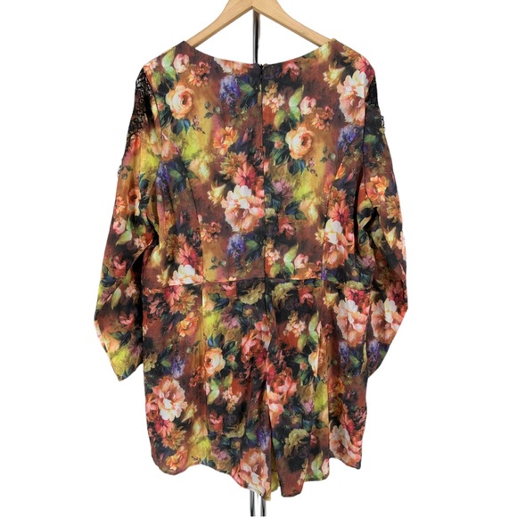 Simply Be Floral Long Sleeve Lace Detail Romper size 18 NWT - Picture 6 of 11